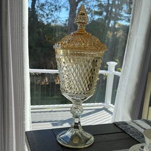Vintage Amber Glass Candy Dish